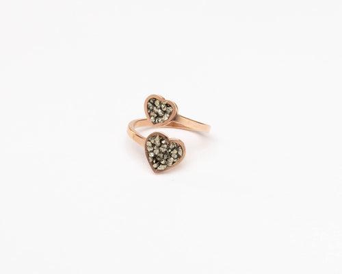 Iron Pyrite Heart Ring