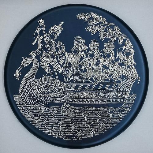 Pattachitra on Embossed wooden Plate - PRP1