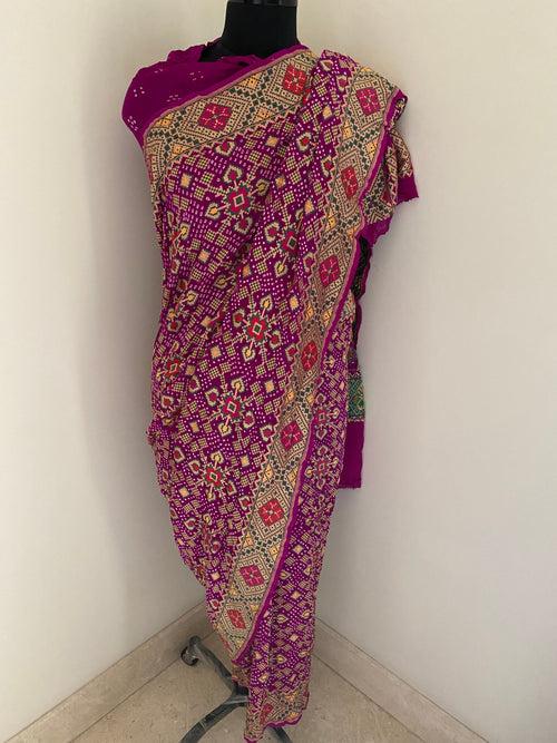 Pure Georgette Saree x Bandhej x Patola x Shade of Purple