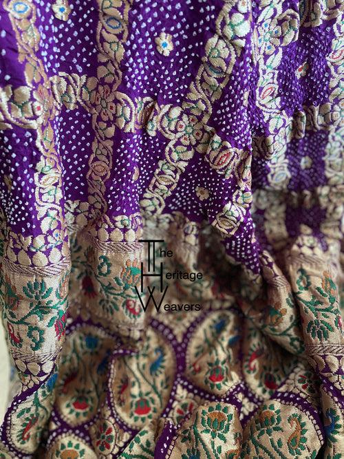 Pure Georgette Dupatta x Bandhej x Gharchola x Purple