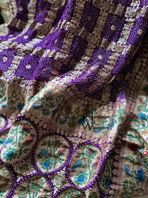 Pure Georgette Dupatta x Bandhej x Gharchola x Purple