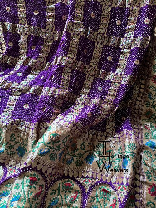 Pure Georgette Dupatta x Bandhej x Gharchola x Purple