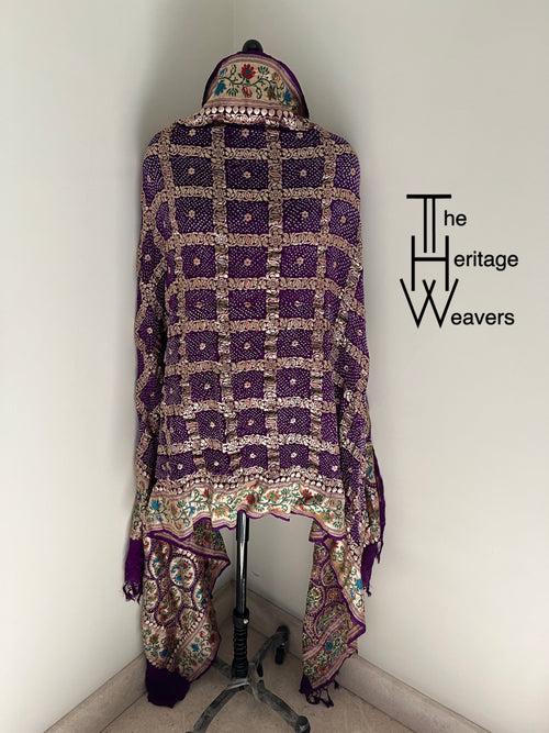 Pure Georgette Dupatta x Bandhej x Gharchola x Purple