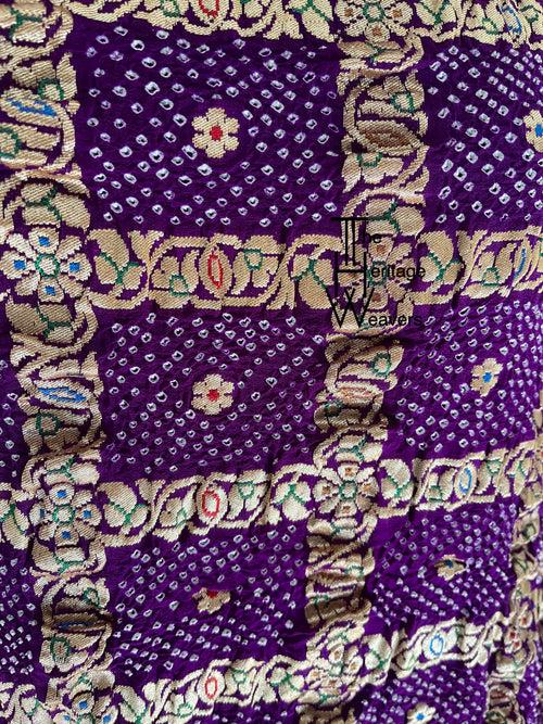 Pure Georgette Dupatta x Bandhej x Gharchola x Purple