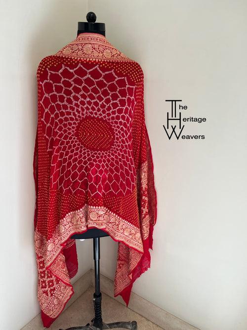 Pure Georgette Dupatta x Rai Bandhej x Red