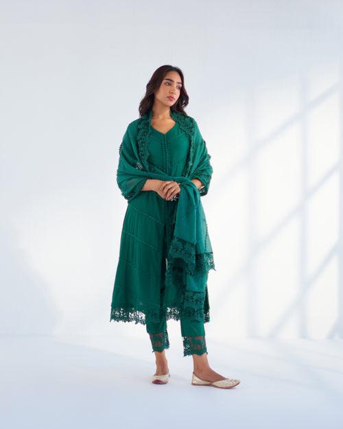 MAHJABEEN EMERALD GREEN PANTS