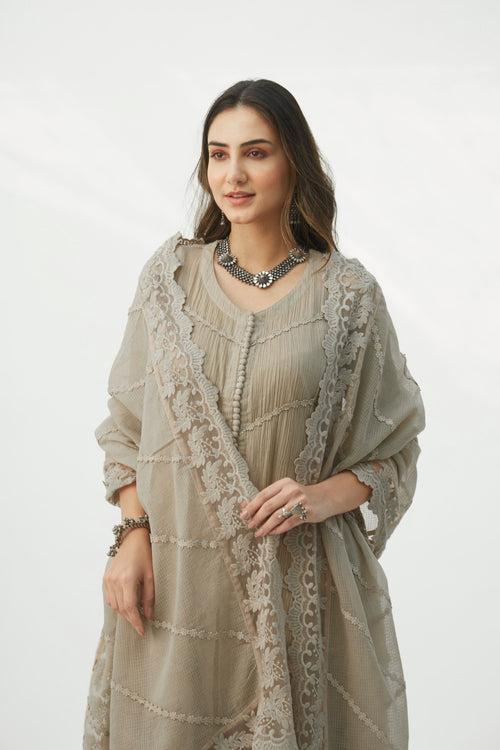 MAHJABEEN LIGHT TAUPE DUPATTA