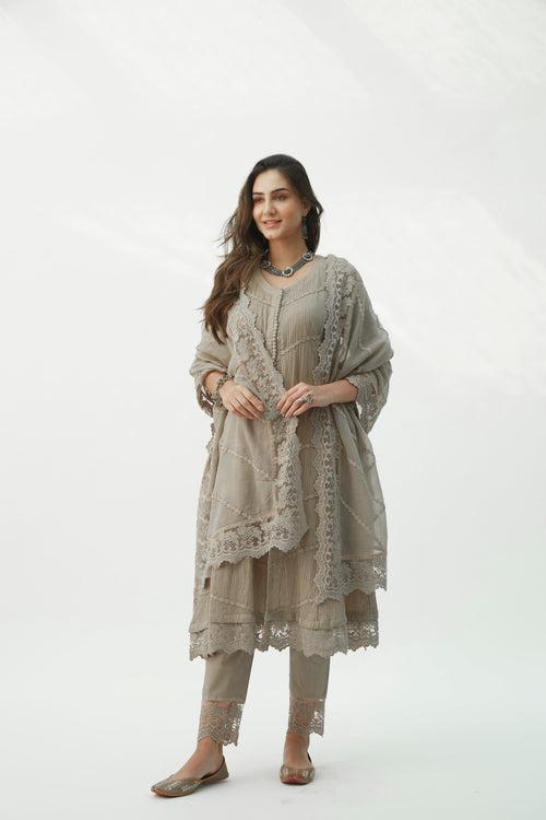 MAHJABEEN LIGHT TAUPE DUPATTA