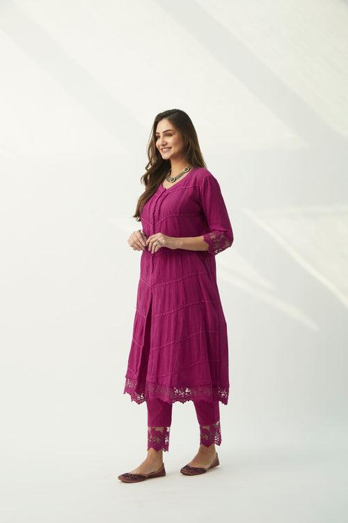 MAHJABEEN MAGENTA KURTA