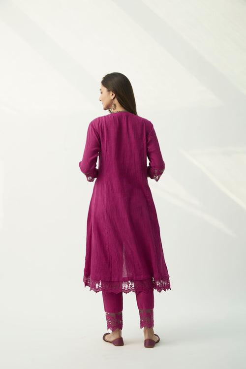 MAHJABEEN MAGENTA KURTA