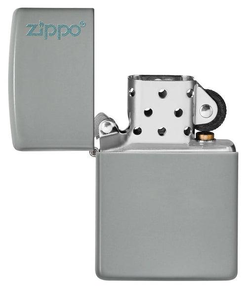 Zippo Flat Grey with logo - 49452ZL