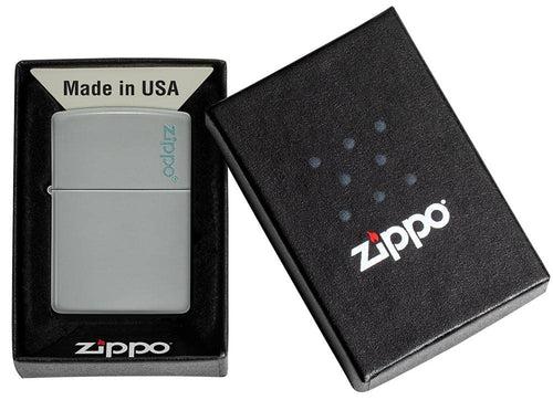Zippo Flat Grey with logo - 49452ZL