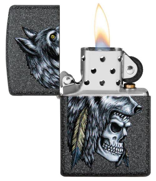 Zippo Wolf Skull Feather Design - 29863