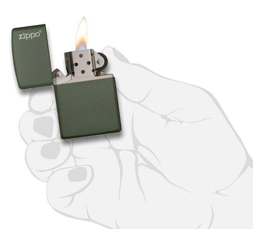 Zippo Green Matte with Logo - 221ZL