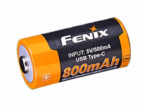 Fenix 16340 800mAh | ARB-L16UP Type-C Rechargeable Battery | 3.6V Lithium Ion | Type-C USB Charging Port