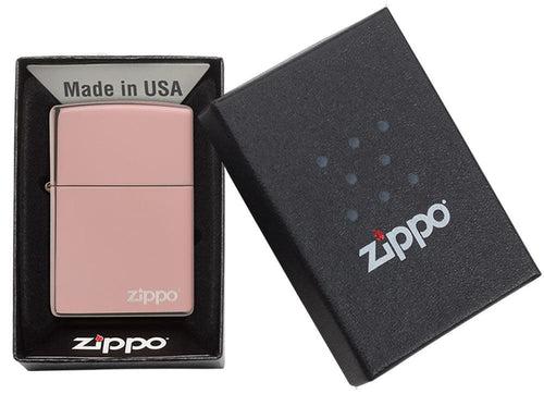 Zippo Lasered High Polish Rose Gold with Logo - 49190ZL