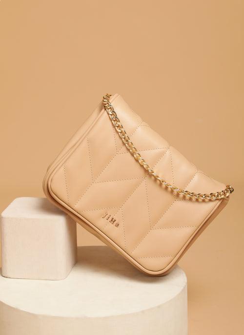 Beige Quilted Shoulder and Sling Bag