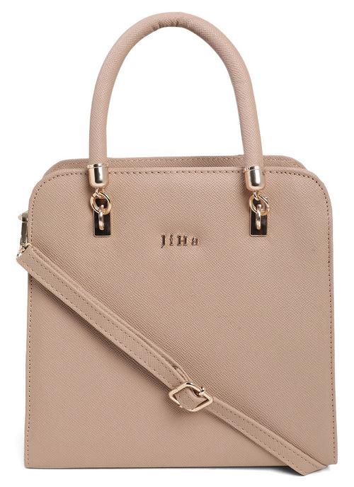 Jiha Faux Leather Nude Box Satchel Hand Bag / Sling Bag