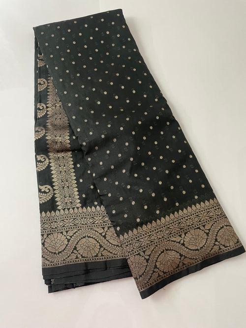 Semi Banarasi Georgette saree MBS2009 - BLACK