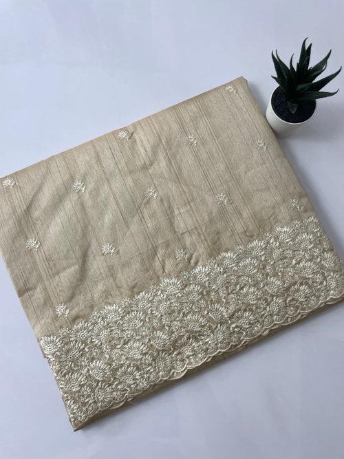 TARA - Embroidered semi tussar silk saree- CREAM MSS723