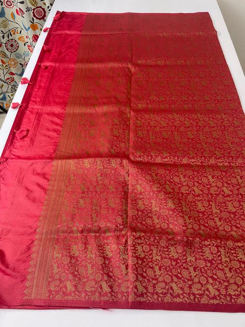 Semi soft silk saree with brocade pallu & blouse MSBS102 RED