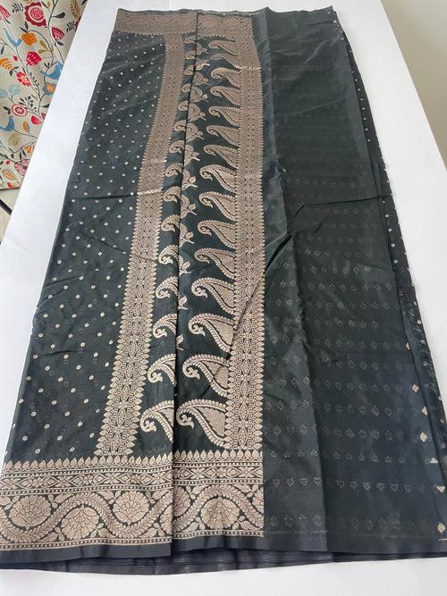 Semi Banarasi Georgette saree MBS2009 - BLACK