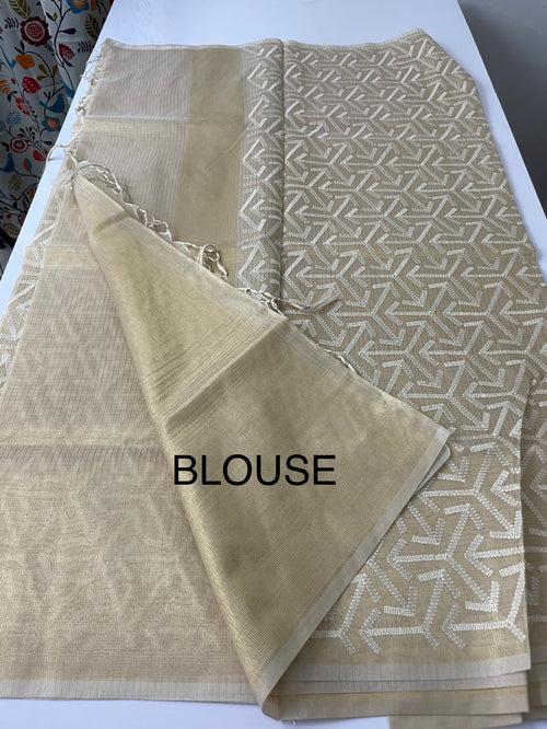 Embroidered Tissue silk saree MTSS62