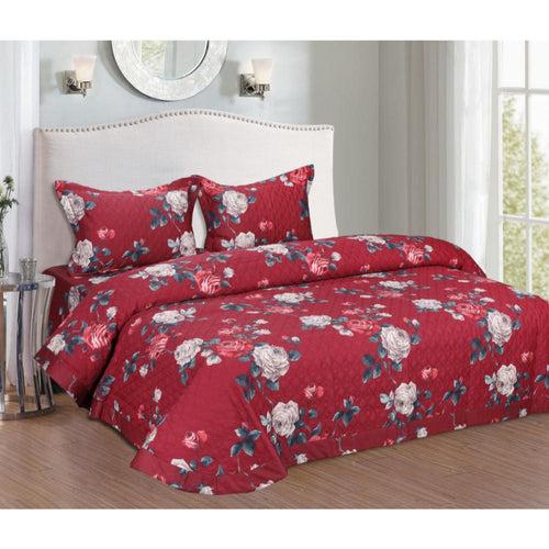 Rose garden on vermilion Red Cotton Bed Spread