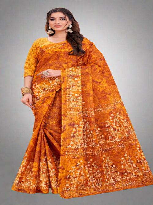 Mustard Cotton Saree