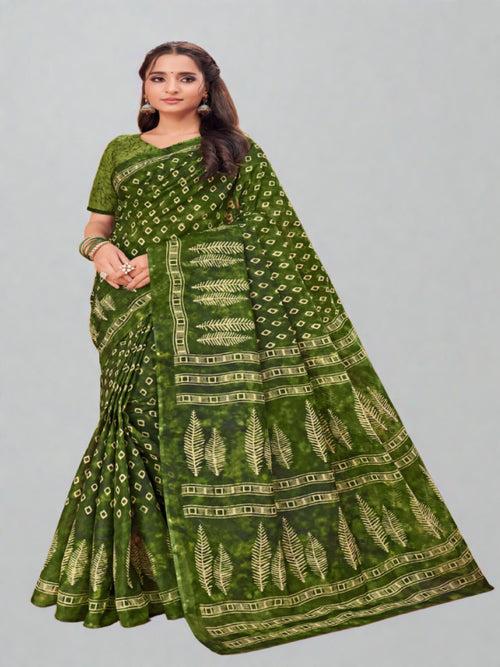 Mehandi Green Cotton Saree