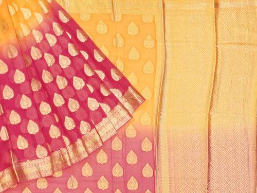 Orange & Pink Georgette Saree