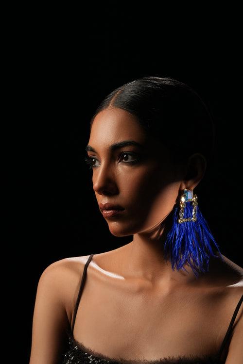 Royal Blue Feather Earrings