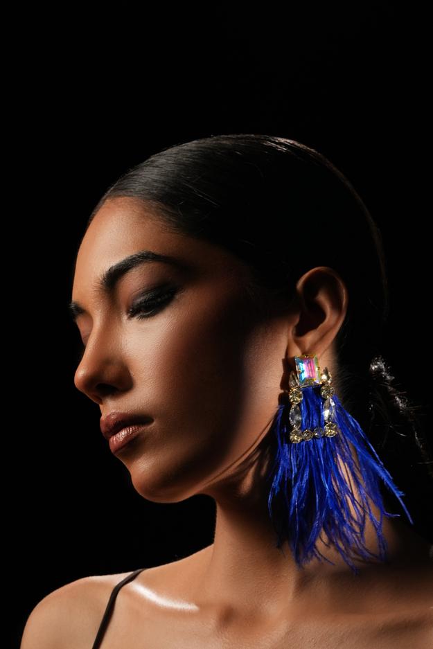 Royal Blue Feather Earrings