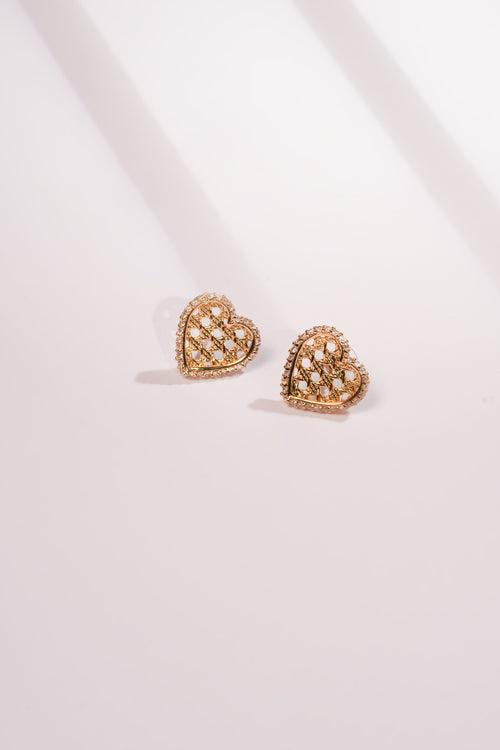 Golden Wave heart studs