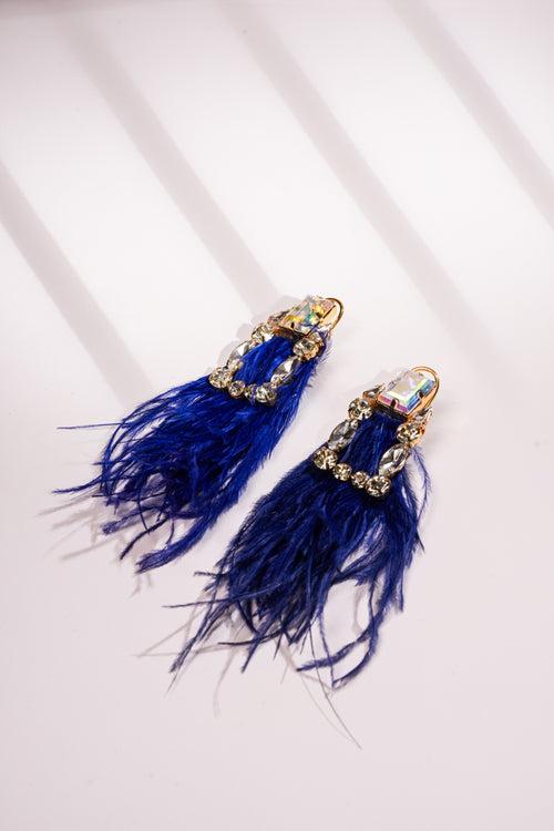 Royal Blue Feather Earrings