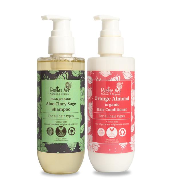 Delight Hair Care Combo- Aloe Clary Sage Shampoo & Orange Almond Hair Conditioner