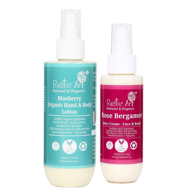 Face & Body Moisturizer - Rose Bergamot Face Cream & Blueberry Body Lotion (Regular)