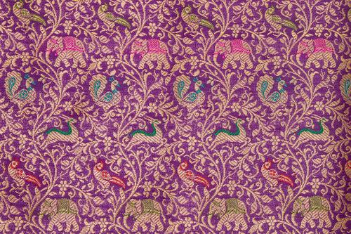 Purple Handwoven Banarasi Brocade Fabric