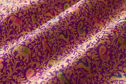 Purple Handwoven Banarasi Brocade Fabric