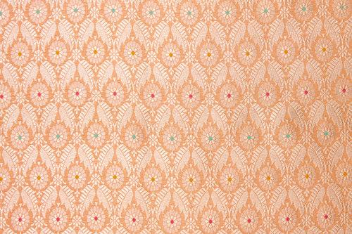 Peach Handwoven Banarasi Brocade Fabric