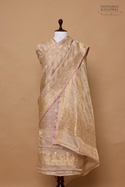 Mauve Handwoven Banarasi Tissue Silk Suit Piece