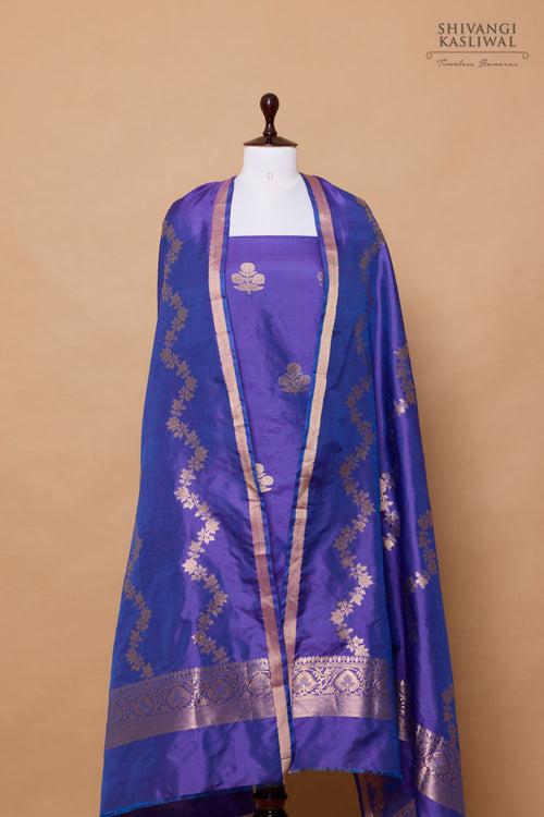 Royal Blue Handwoven Banarasi Silk Suit Piece