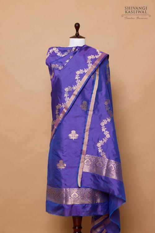 Royal Blue Handwoven Banarasi Silk Suit Piece