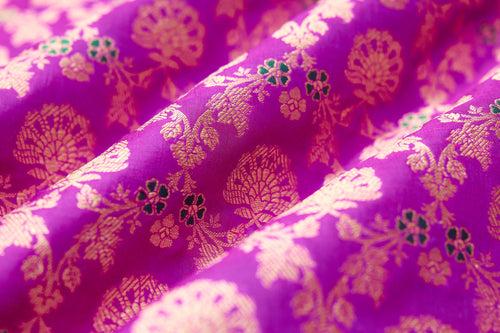 Magenta Pink Handwoven Banarasi Silk Fabric