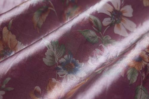 Purple Handwoven Banarasi Tissue Silk Fabric