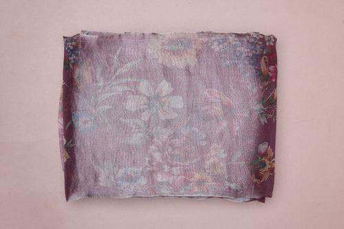 Purple Handwoven Banarasi Tissue Silk Fabric