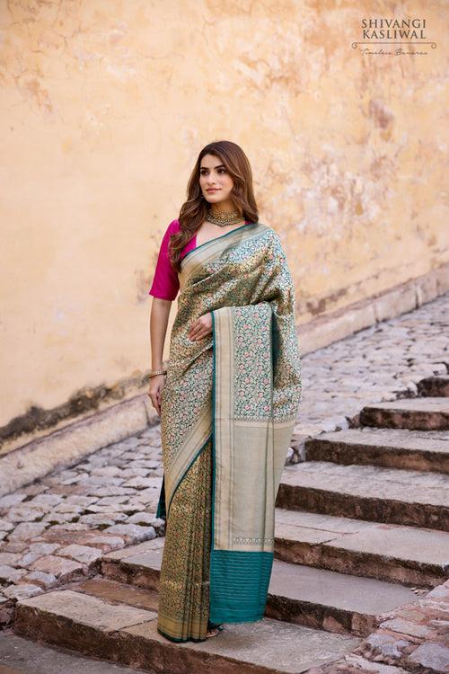 Green Handwoven Banarasi Silk Saree