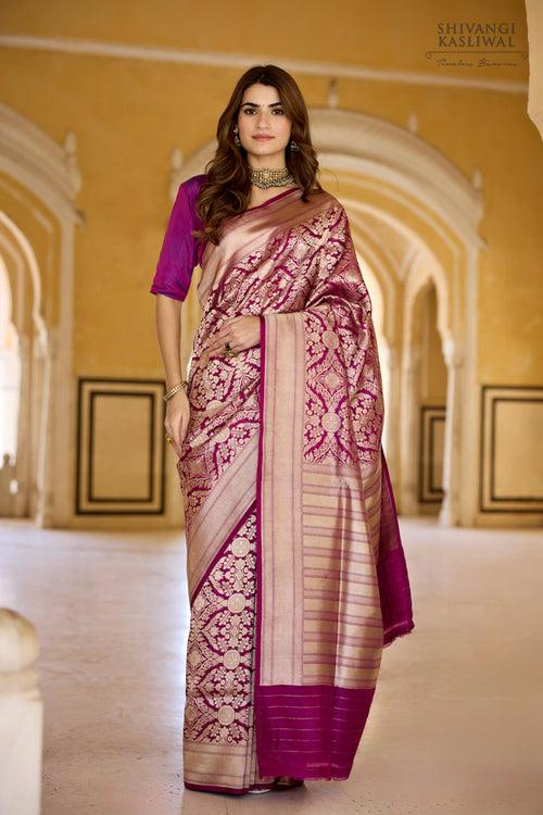 Magenta Pink Handwoven Banarasi Silk Saree