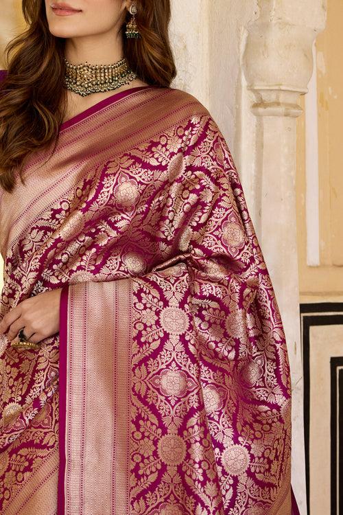 Magenta Pink Handwoven Banarasi Silk Saree