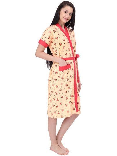 Red Rose Printed Bathrobe